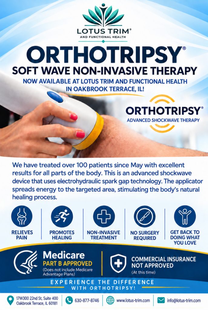 SoftWave Orthotripsy shockwave therapy at Lotus Trim in Oakbrook Terrace, IL, covered by Medicare Part B